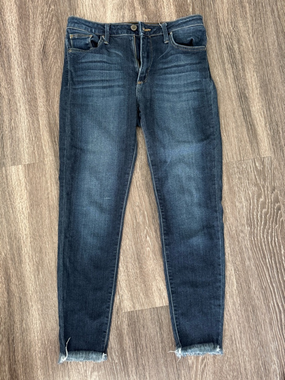 Just Black Dark Blue Skinny Jeans with Frayed Hem
